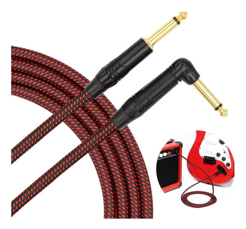 Cable Guitarra Estereo Ts Jack 6.35 2 Macho Rudo Hifi 24k 3m