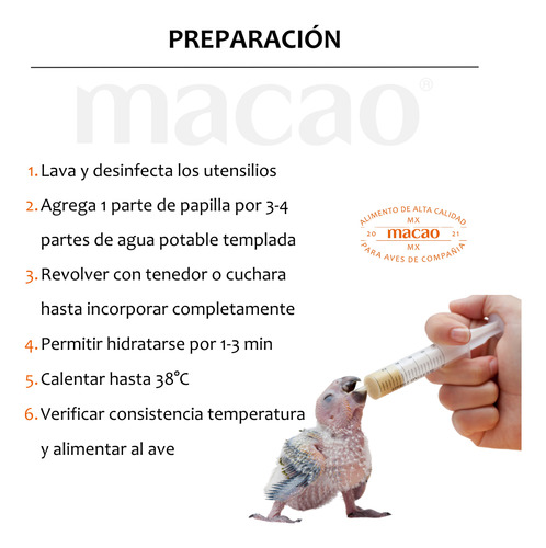 Alimento Macao Loro Amazona Cacatúa, Papilla 1k+ Croqueta 1k
