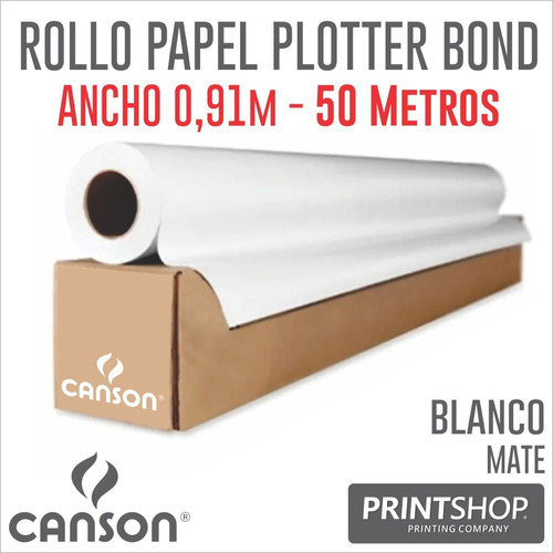 Rollo Papel Canson Plotter Planos Bond Obra 90gr 0.91m X 50m