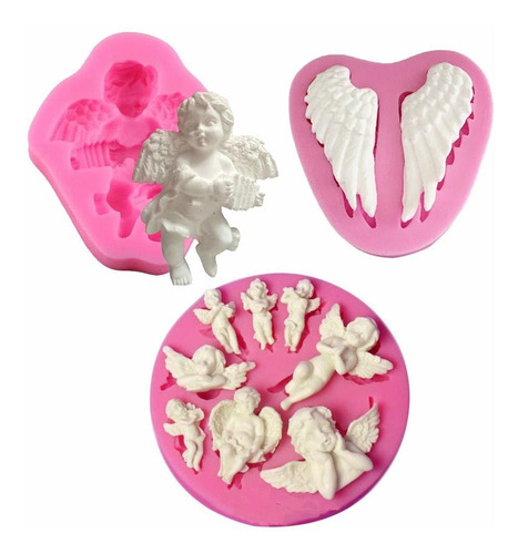 Hiparty 3 Unidsset Mini Angel    Wings Fondant Moldes A...