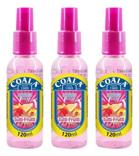 3 Un. Odorizador De Ambientes Coala Spray 120ml Tutti Frutti