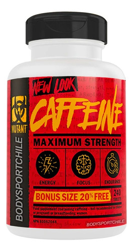 Cafeina 240 Tabletas 200mg Mutant Energia Extra