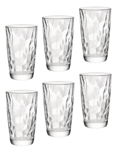 Bormioli Rocco Diamond Cooler Glasses Clear 16 Oz Juego De 6