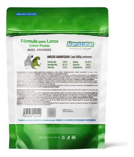Comida Para Loro Montañes Sabor Frutas Croquetas 1kg