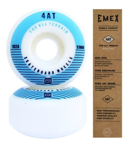 Imagem 2 de 2 de Roda Para Skate Importada Emex 53mm - Serie 4at Blue 102a