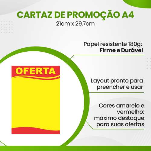 Cartaz De Promoção 21x30 Supermercado 180g Com 100 Folhas