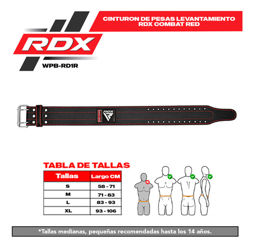 Cinturón De Levantamiento Rdx - Combat Red Wpb-rd1r