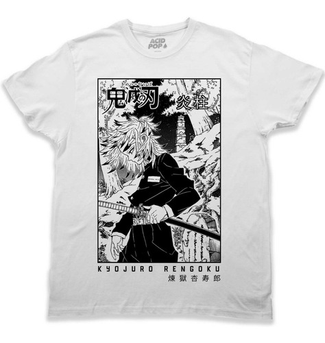 Playera Anime Demon Slayer Kyojuro Rengoku Original Acid Pop