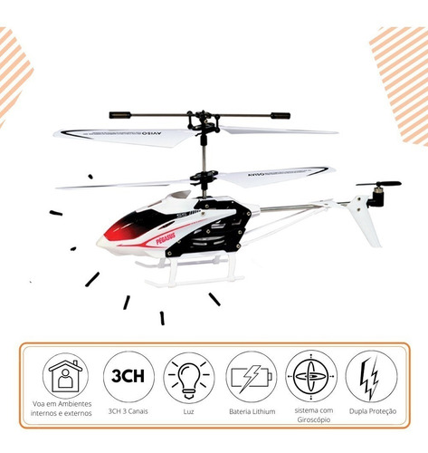 Imagem 4 de 9 de Helicóptero Fênix Controle Remoto Recarregável Brinquedo