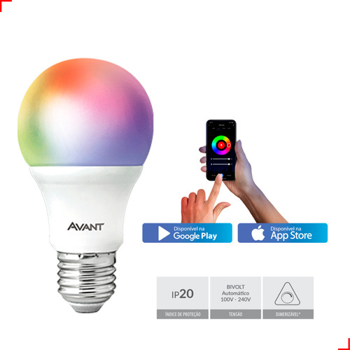 Kit 3 Lampadas Led Smart Inteligente Wi Fi Alexa Google 10w Rgb E27 110v/220v Cod: 290028177-3 Avant Neo Rgb