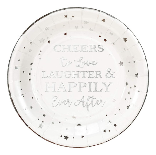 Crisky Cheers To Love Silver Disposable Plates For Bridal Sh