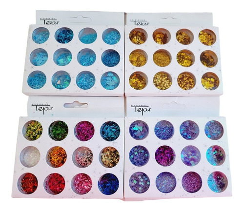 Brillos X12 Decoración Uñas Nail Art Colores Glitter Strass