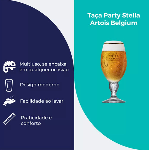Taça Cerveja Stella Artois Dourada 330ml Edição Especial Cor Transparente