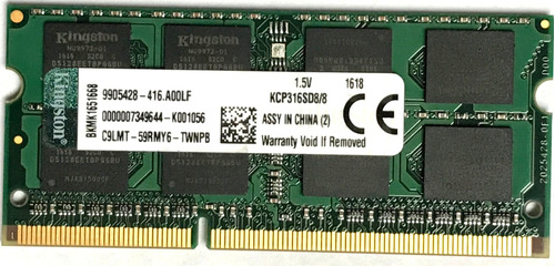 Memoria Ram Ddr3 8gb Kingston Pc3-12800 1600mhz 1.5v Sodimm