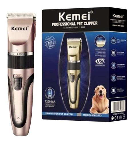 Máquina Kemei Km 1053 Pet Animais Cães Gatos Profissional Cor Rose 110V/220V