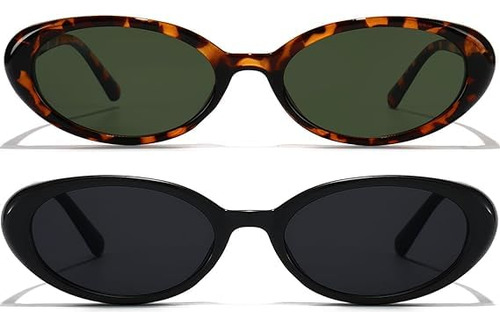 2 Piezas Lentes De Sol Ovalados Retro, Gafas De Sol
