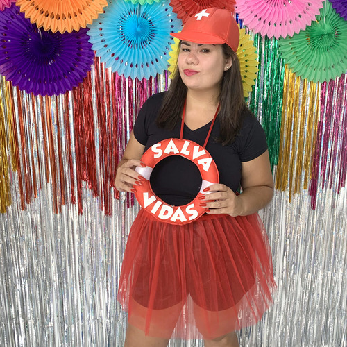 Boné Chapéu Vermelho Salva Vidas Fantasia Carnaval Bloquinho
