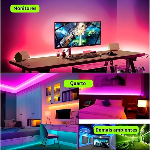Imagem 4 de 7 de Fita Led 5050 Rgb Colorida 3mt 16 Cores Usb Para Tv Pc Carro
