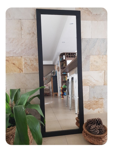 Espejo Grande Espejos Decorativo Madera Placard 128x45 Cm Negro