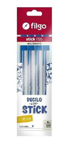 Lapicera Boligrafo Birome X4 Filgo Stick Azul 026 Medium 