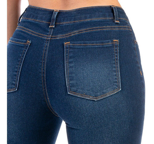 Imagen 6 de 8 de Pantalón Jeans Mezclilla Stretch Dama Con Botones Al Frente