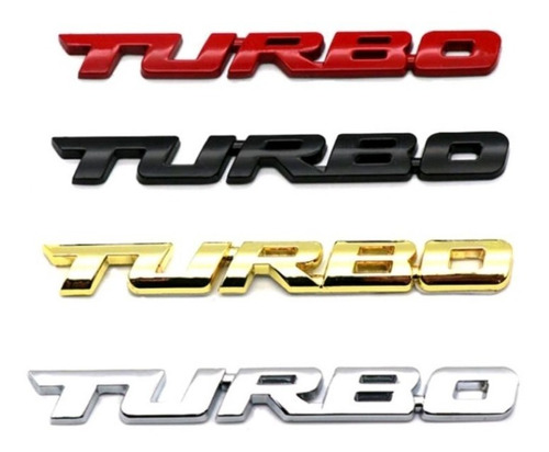 Emblema Turbo Metal Alto Relevo Cromado Médio Carro 9.7x1,1