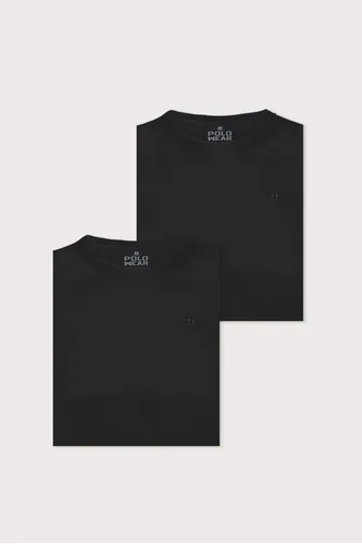 Kit 2 Camisetas Masculinas Básicas Algodão Polo Wear Preto Menor preço em Kit 2 Camisetas Masculinas Básicas Algodão Polo Wear Preto