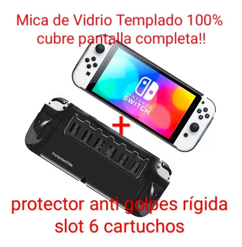 Imagen 1 de 5 de Vidrio Templado H9 + Protector 100% !! Nintendo Switch Oled.