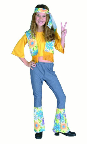 Disfraz Para Niña Chica Floral Hippie Talla M (8-10)