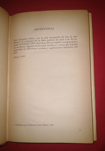 Libro De José Luis Rivas. Obra Poética (Usado)