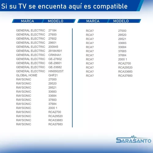 Control Remoto 2689 Raysonic Rca General Electric