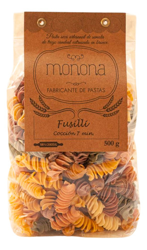 Fideos Fusilli Multicolor Monona 500 Gr