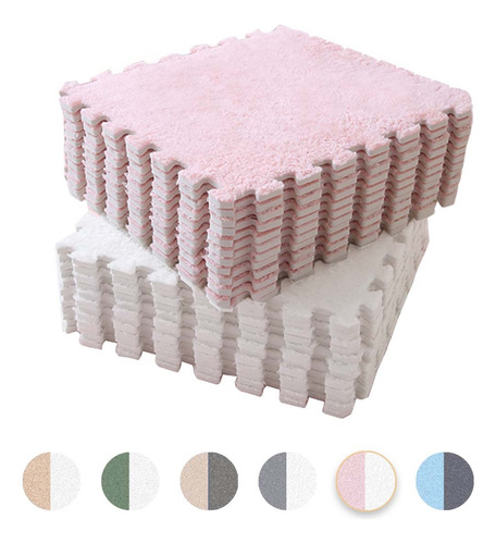 Tapete con Alfombra Modular Infantil Rompecabezas 10 piezas Mayana 069 Color Pink White