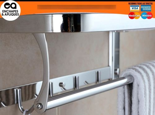 Imagen 5 de 6 de Organizador Toallas Plegable Con Percheros 60 Cm Acero Inox