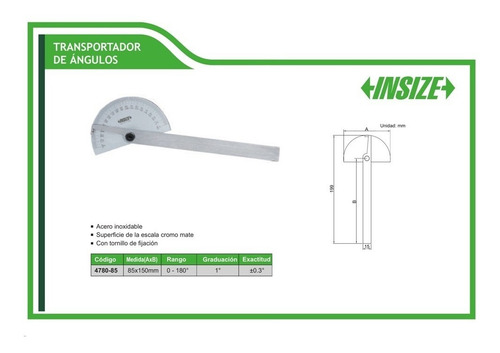 Imagen 2 de 7 de Transportador Angulos Insize 4780-85 Linea Industrial