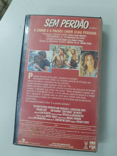 Filme Vhs Legendado Sem Perdão Richard Gere Kim Basigner (Usado)