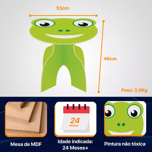 Mesa Mesinha Infantil Sapinho Frog Animalkids Madeira Junges