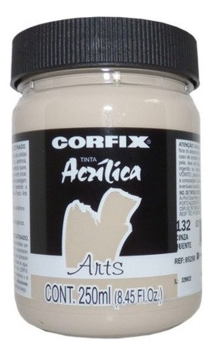 Tinta Acrílica Arts Corfix 250ml Cinza Quente 132 Gr 1