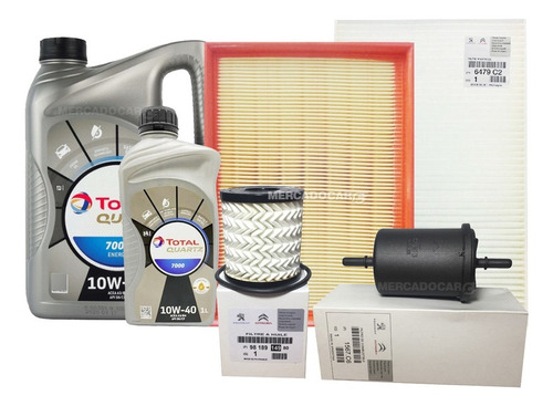 Kit 4 Filtros + Aceite Total 7000 Peugeot 408 2.0 16v - 2012