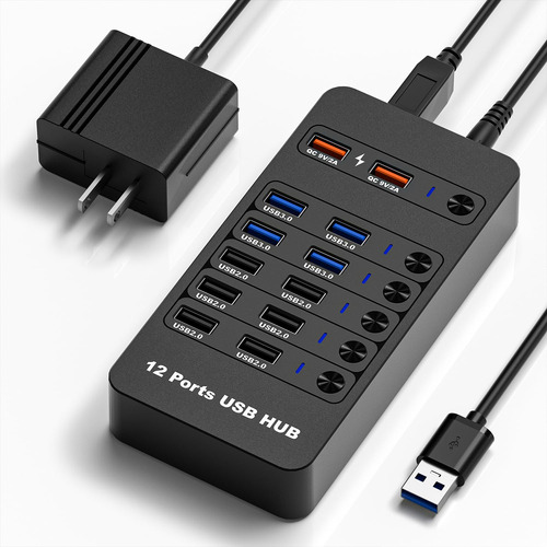 Hub Usb Alimentado 12 Puerto 3.0 Splitter Carga Inteligente