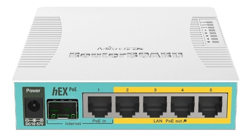 Router MikroTik RouterBOARD hEX PoE RB960PGS blanco y turquesa 100V/240V