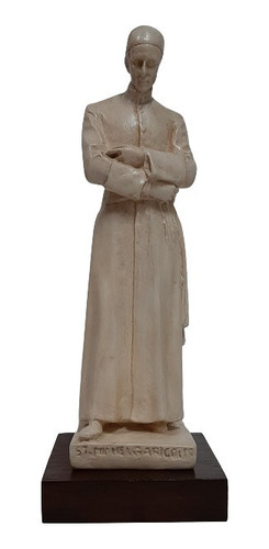 Estatua De San Miguel De Garicoits - 26 Cm - Base De Madera 