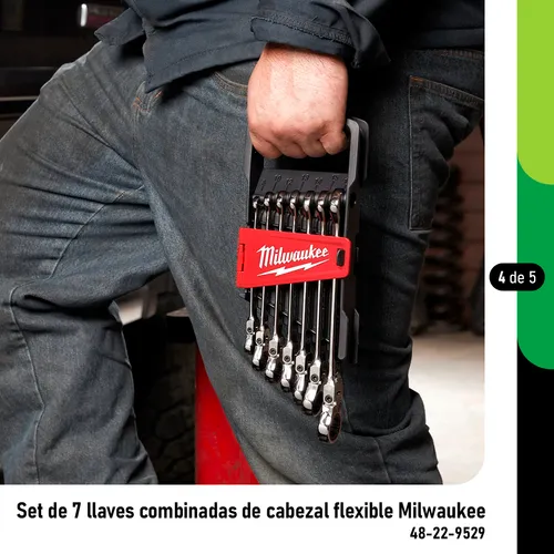 Set De 7 Llaves Combinadas Con Crique Flexible Milwaukee