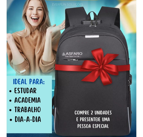 Mochila Anti Furto Notebook Bolsa Com Senha Faculdade Escolar Saída Cabo Aux Usb E Fone Ouvido - Marca Miran