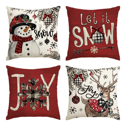 Funda De Cojín Avoin Colorlife Joy Christmas Let It Snow Sn