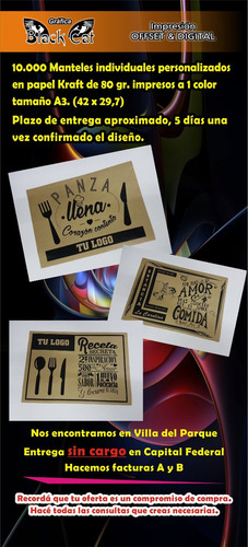 10.000 Individuales A3 Personalizados Kraft Mantel