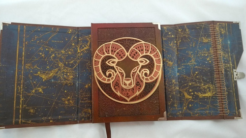 Imagem 5 de 9 de Diário Tema Signo De Aries Capa Couro Sintético