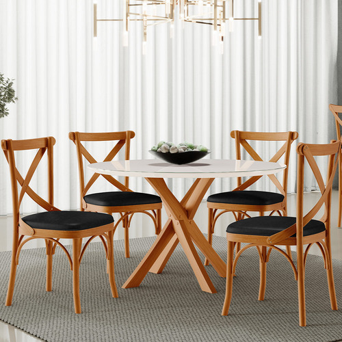 Kit 06 Cadeiras Sala Jantar Living Estofada Ávila Cour Preto