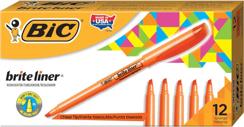 Pack De 12 Marcadores Fluorescentes Brite Liner  De Bic  Pun