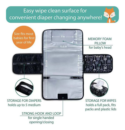 Cambiador Para Bebés, Portátil, Impermeable, De Viaje, Plega